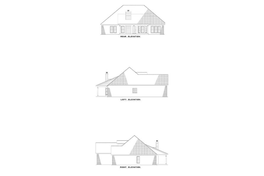 153-1440 house plan side and rear elevations
