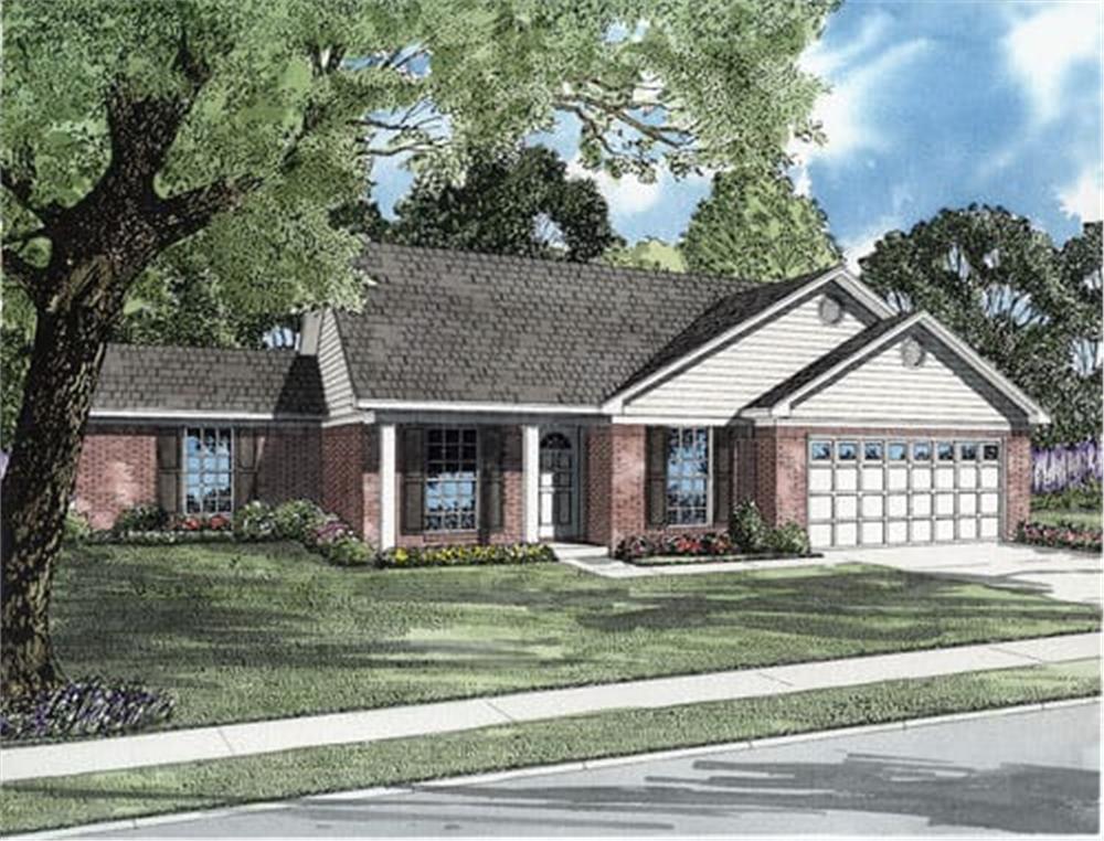 Front elevation of Ranch home (ThePlanCollection: House Plan #153-1461)