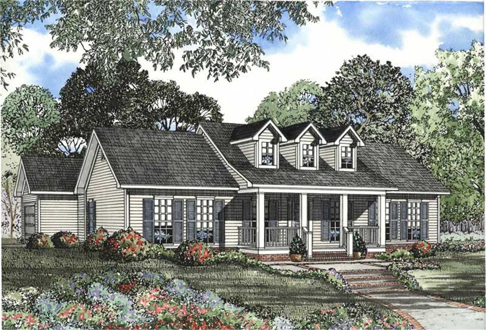 Front elevation of Cape Cod home (ThePlanCollection: House Plan #153-1470)