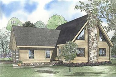3-Bedroom, 2408 Sq Ft Log Cabin House Plan - 153-1530 - Front Exterior