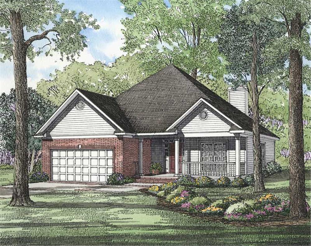 Front elevation of Texas Style home (ThePlanCollection: House Plan #153-1548)
