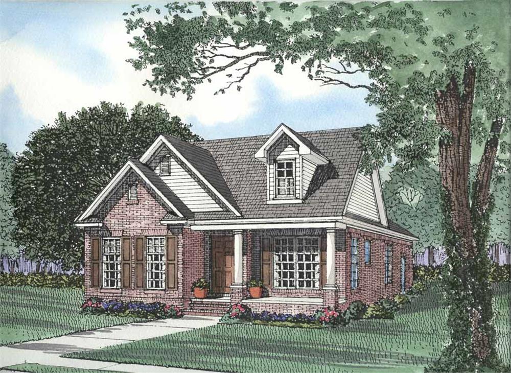 Front elevation of Bungalow home (ThePlanCollection: House Plan #153-1555)