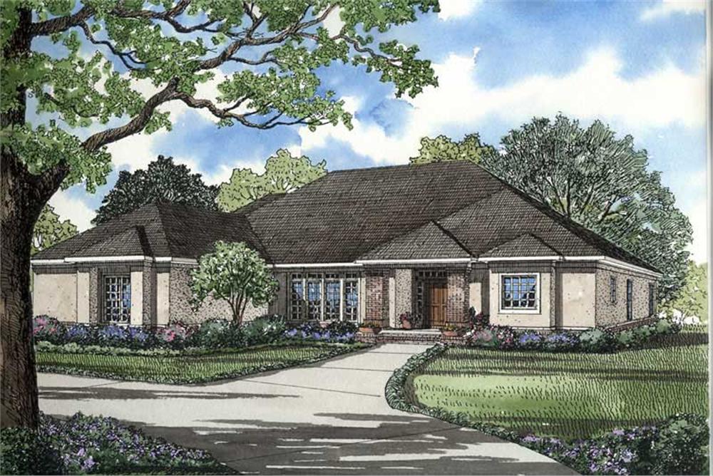 Front elevation of Contemporary home (ThePlanCollection: House Plan #153-1573)