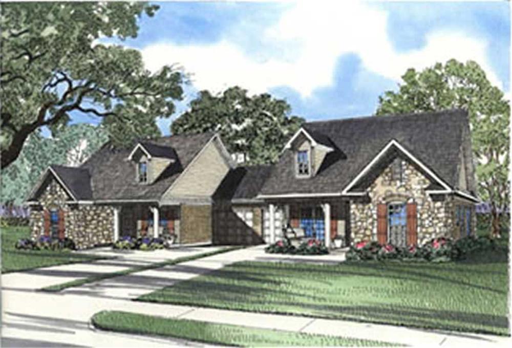 Front elevation of Multi-Unit home (ThePlanCollection: House Plan #153-1646)