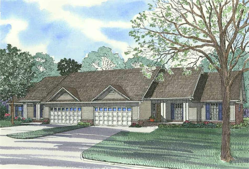 Front elevation of Multi-Unit home (ThePlanCollection: House Plan #153-1647)