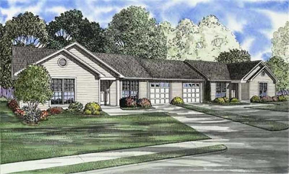 Front elevation of Multi-Unit home (ThePlanCollection: House Plan #153-1666)
