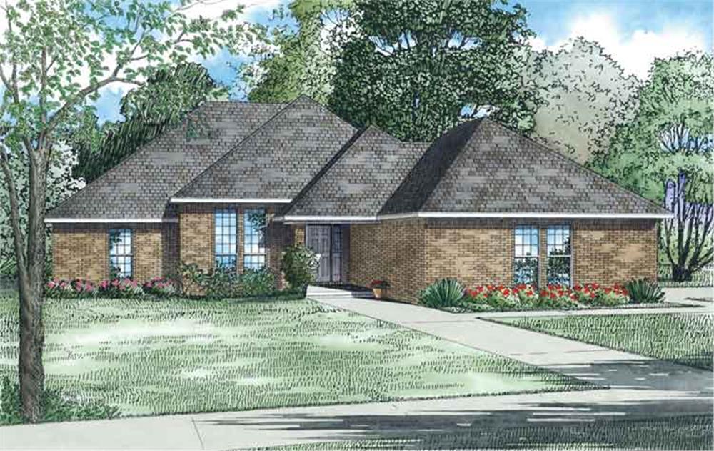Front elevation of Ranch home (ThePlanCollection: House Plan #153-1686)