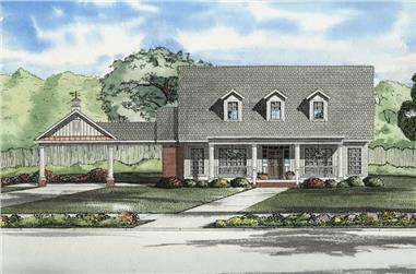 3-Bedroom, 1832 Sq Ft Colonial House Plan - 153-1695 - Front Exterior