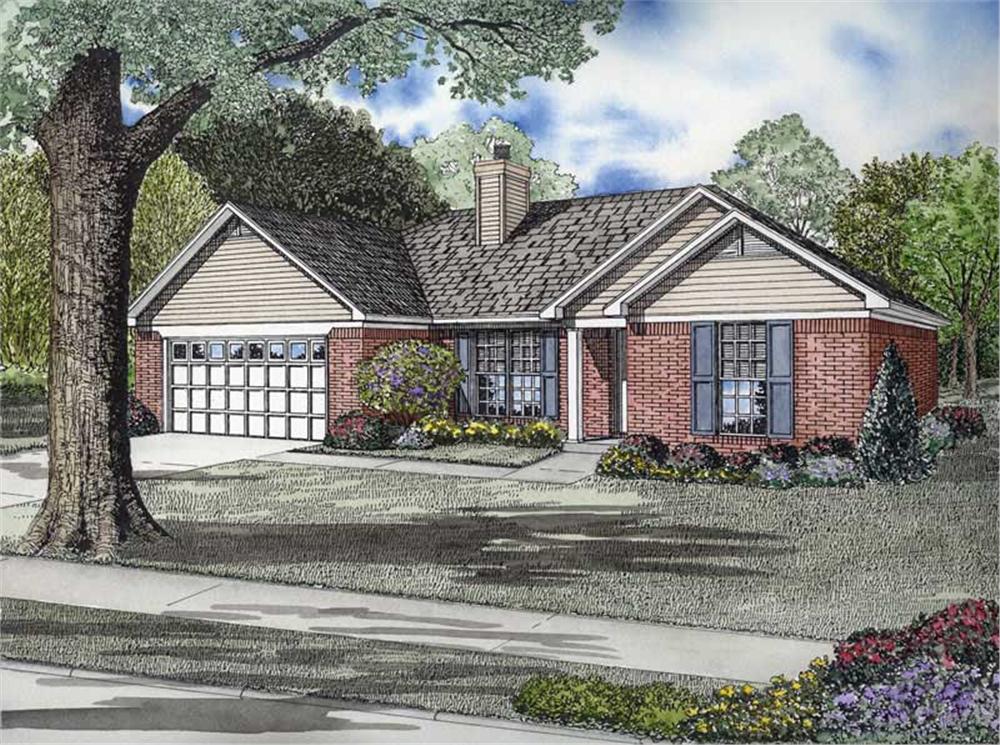 Front elevation of Ranch home (ThePlanCollection: House Plan #153-1725)