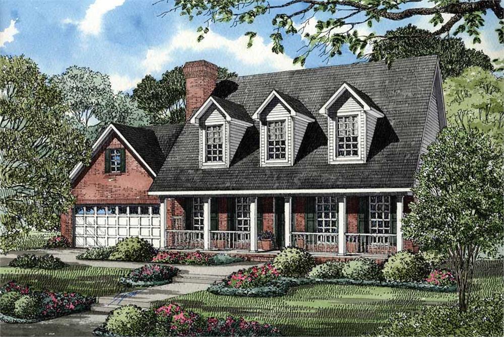 Front elevation of Cape Cod home (ThePlanCollection: House Plan #153-1730)