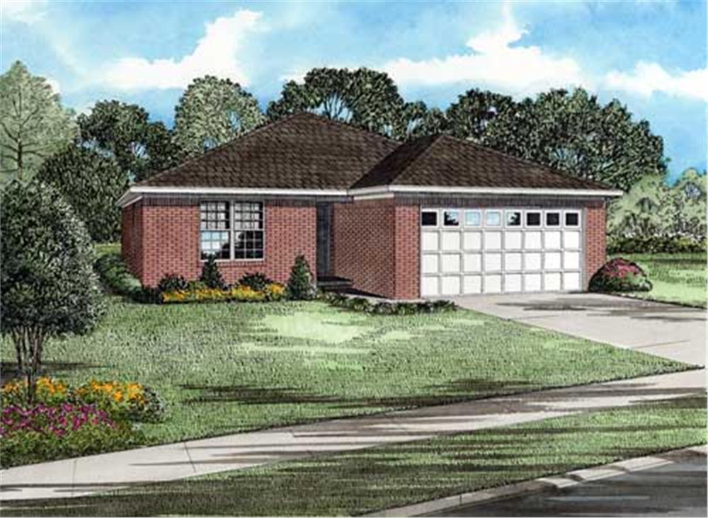 Front elevation of Ranch home (ThePlanCollection: House Plan #153-1736)