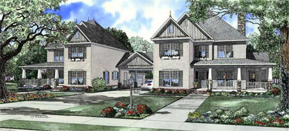Front elevation of Multi-Unit home (ThePlanCollection: House Plan #153-1743)