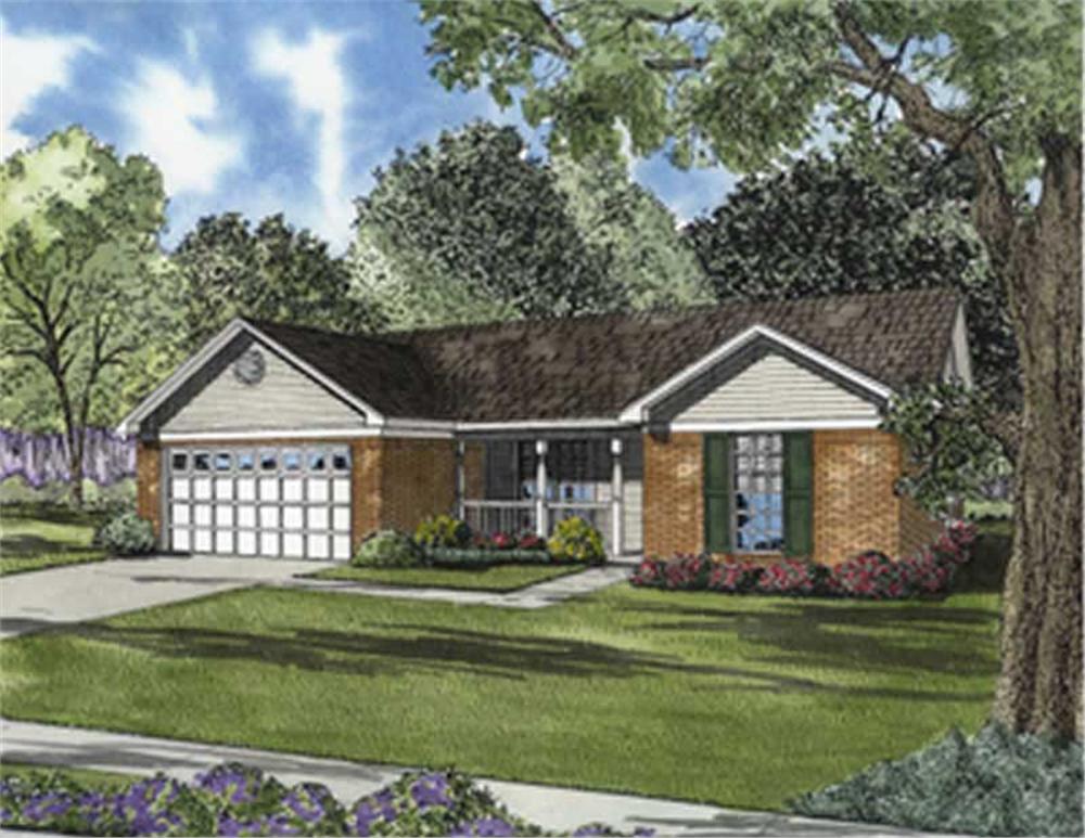 Front elevation of Ranch home (ThePlanCollection: House Plan #153-1810)