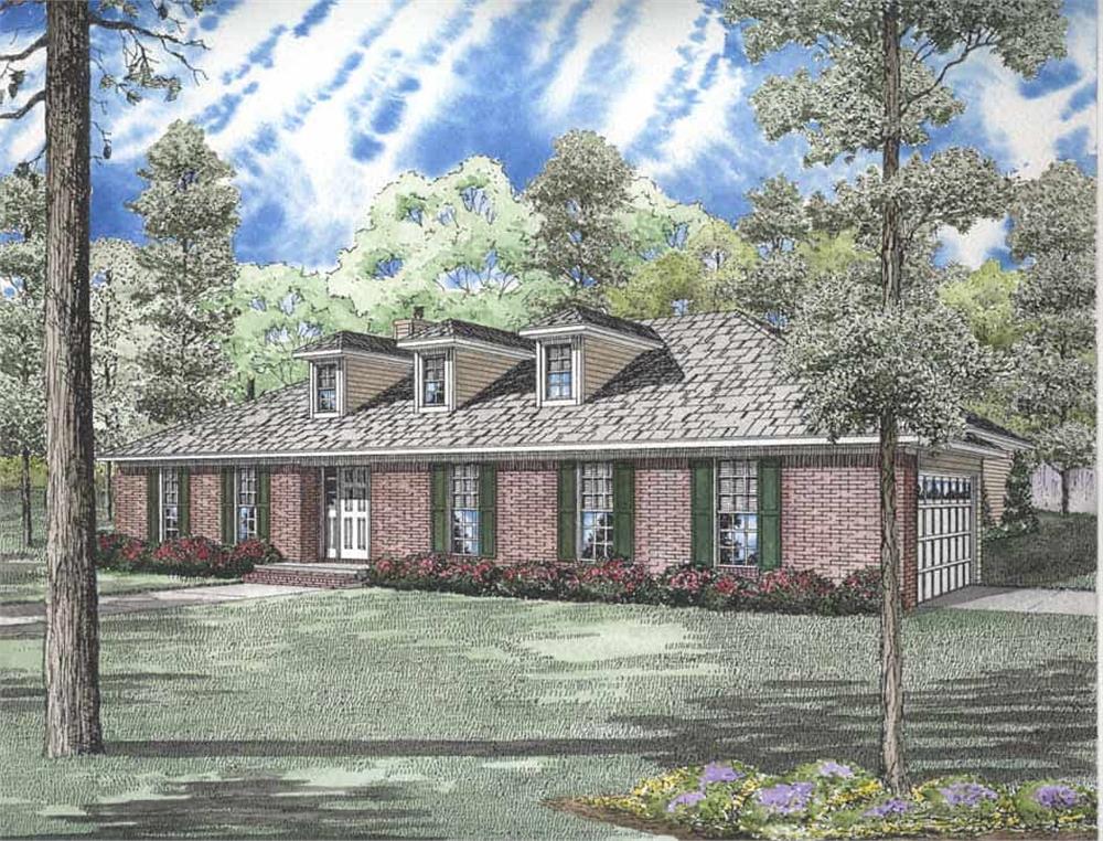Front elevation of Ranch home (ThePlanCollection: House Plan #153-1832)