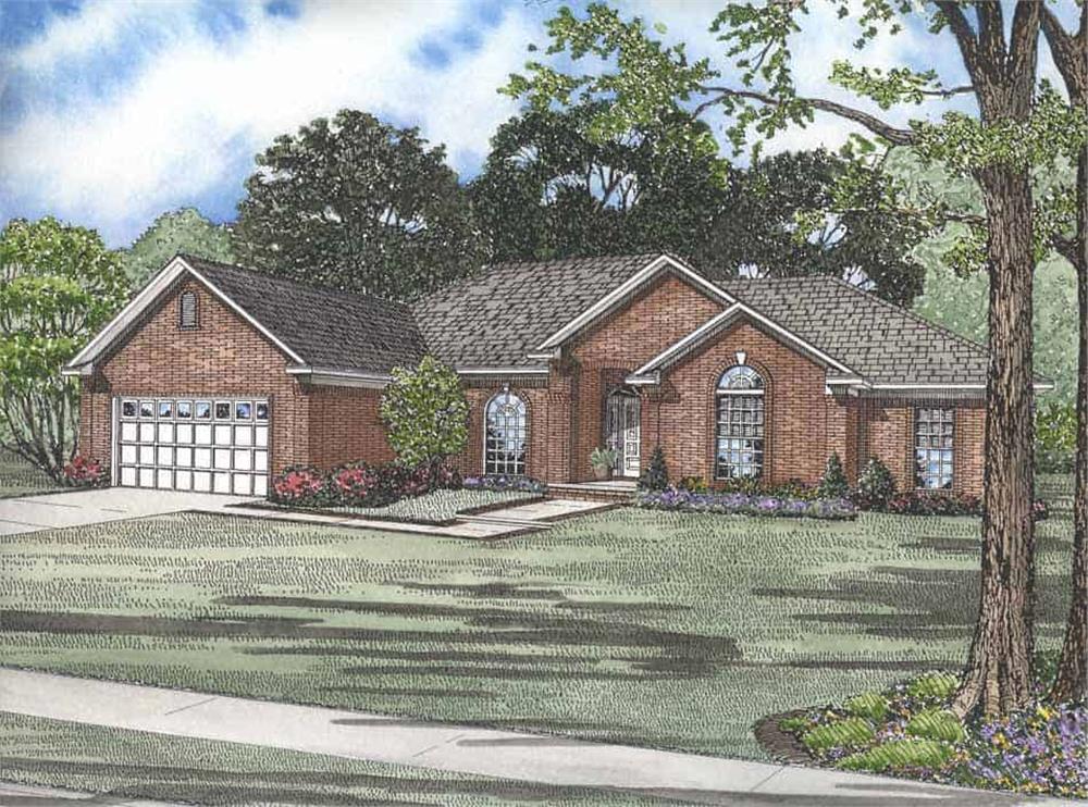 Front elevation of Ranch home (ThePlanCollection: House Plan #153-1854)
