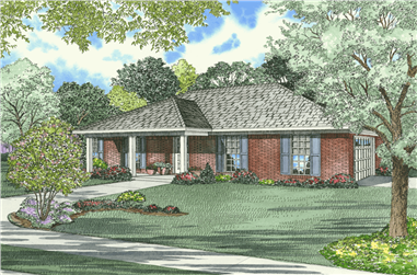 3-Bedroom, 1231 Sq Ft Small House Plans - 153-1863 - Main Exterior