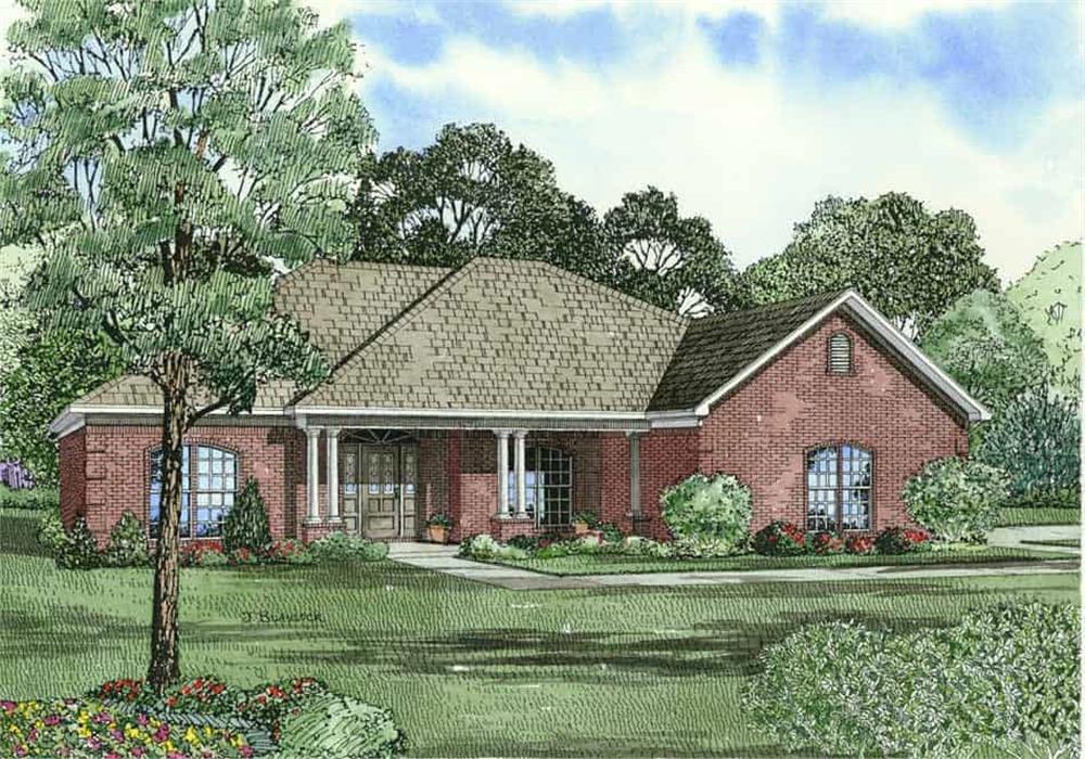 Front elevation of Ranch home (ThePlanCollection: House Plan #153-1867)