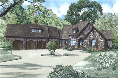 3-Bedroom, 3815 Sq Ft Luxury House Plan - 153-2003 - Front Exterior