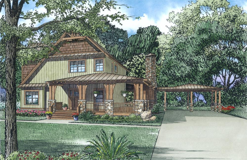 Front Elevation of this Craftsman House (#153-2012) at The Plan Collection.