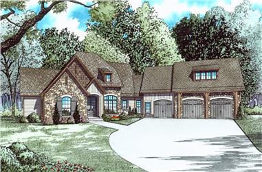 4-Bedroom, 4264 Sq Ft Country Home Plan - 153-2037 - Main Exterior