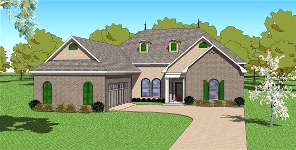 Front view of Ranch home (ThePlanCollection: House Plan #155-1002)