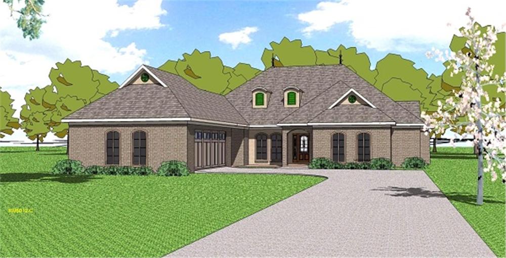 Front view of Ranch home (ThePlanCollection: House Plan #155-1005)