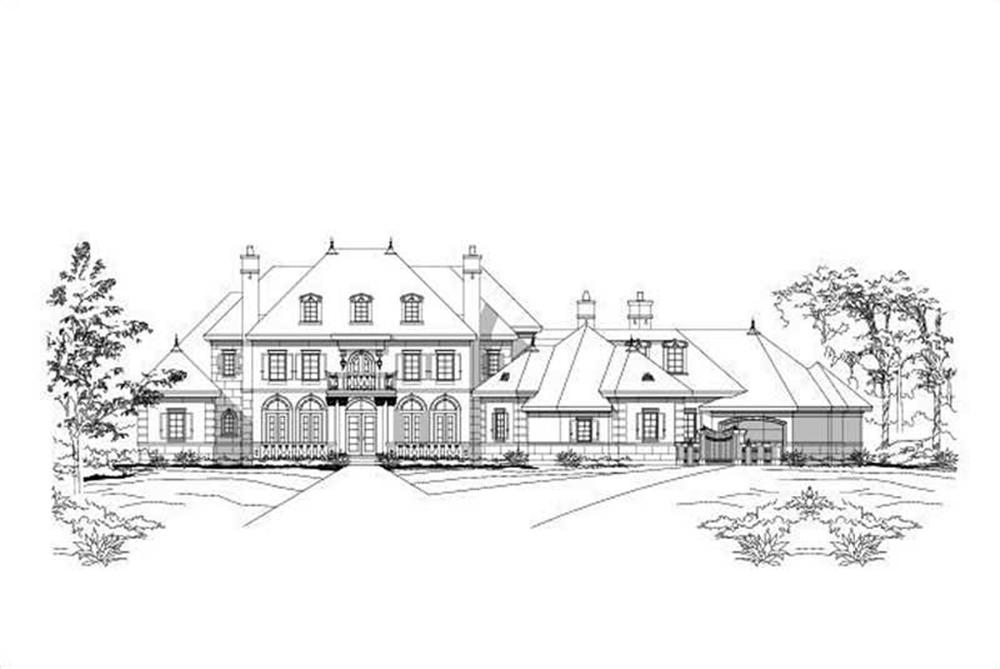 Front elevation of French home (ThePlanCollection: House Plan #156-1142)
