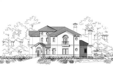 4-Bedroom, 4487 Sq Ft Mediterranean House Plan - 156-1259 - Front Exterior