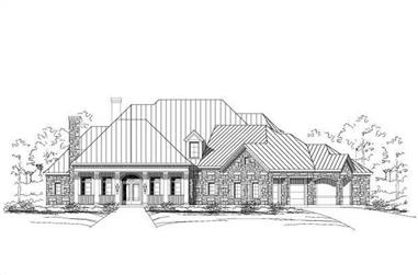 4-Bedroom, 4697 Sq Ft Country House Plan - 156-1297 - Front Exterior