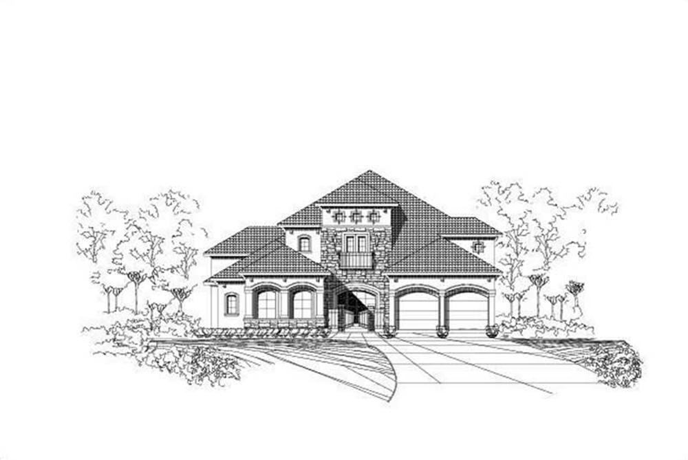 Front elevation of Tuscan home (ThePlanCollection: House Plan #156-1326)