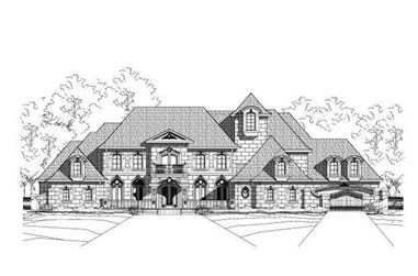 5-Bedroom, 7157 Sq Ft French House Plan - 156-1402 - Front Exterior