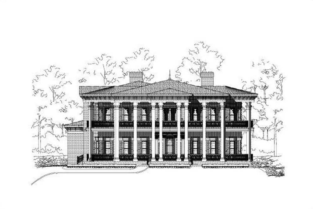 Front elevation of Colonial home (ThePlanCollection: House Plan #156-1443)