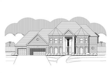 4-Bedroom, 4484 Sq Ft French House Plan - 156-1634 - Front Exterior