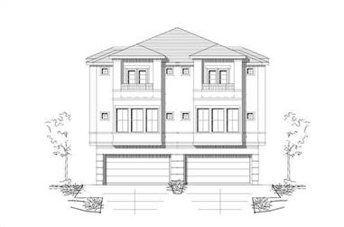3-Bedroom, 2355 Sq Ft Per Unit Duplex House Plan - 156-1673 - Front Exterior