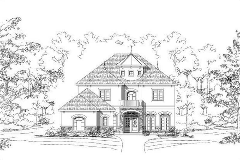 Front elevation of Spanish home (ThePlanCollection: House Plan #156-1942)