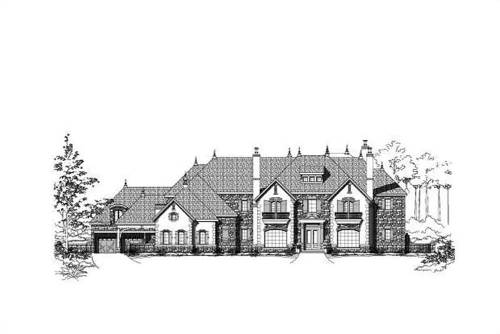 Front elevation of French home (ThePlanCollection: House Plan #156-2008)