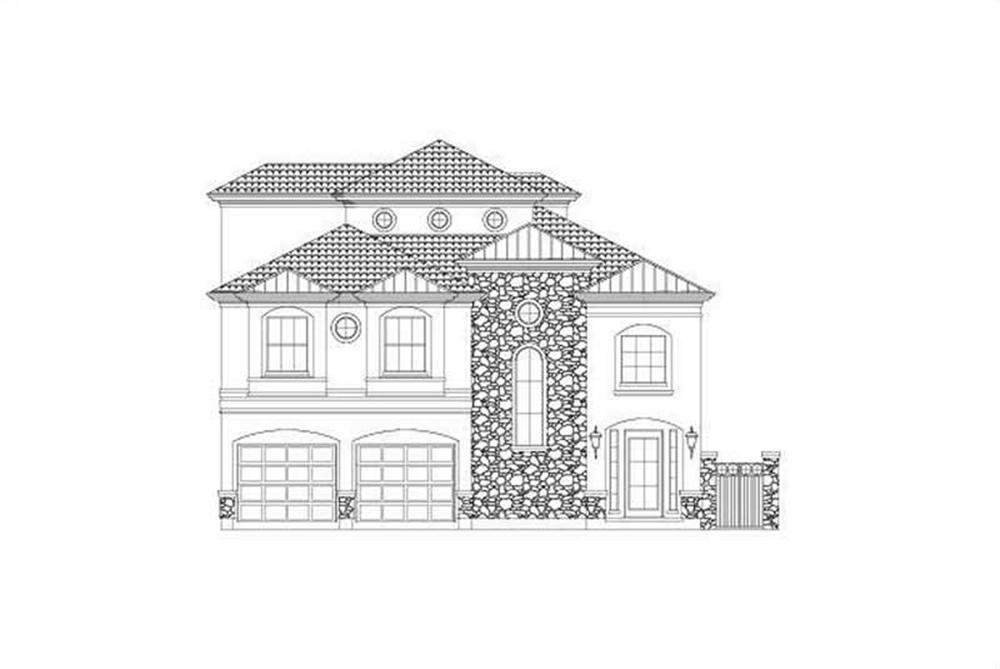 Front elevation of Tuscan home (ThePlanCollection: House Plan #156-2011)