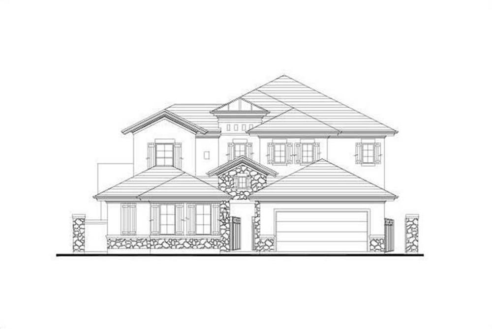 Front elevation of Tuscan home (ThePlanCollection: House Plan #156-2054)