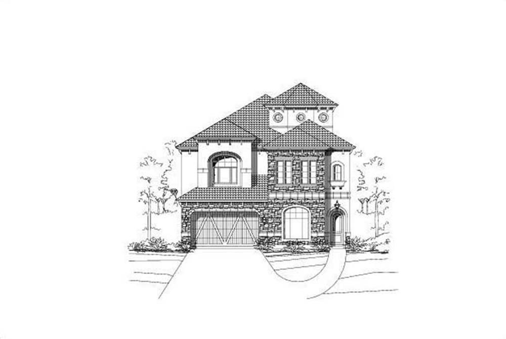 Front elevation of Spanish home (ThePlanCollection: House Plan #156-2060)