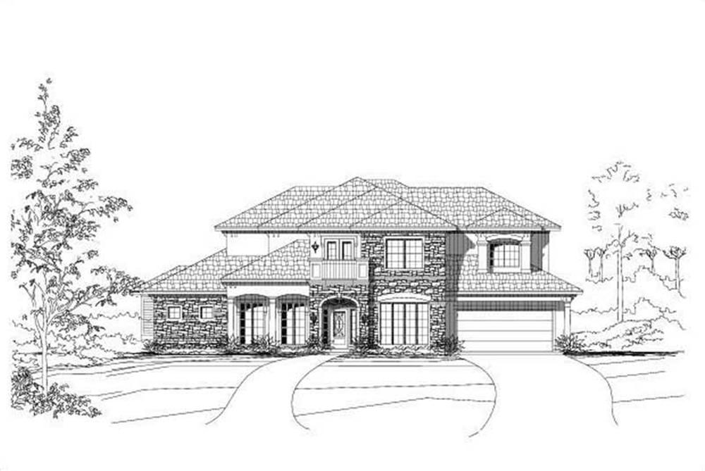 Front elevation of Spanish home (ThePlanCollection: House Plan #156-2071)