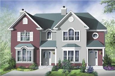 3-Bedroom, 1306 Sq Ft Multi-Unit House Plan - 157-1001 - Front Exterior