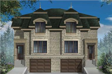 3-Bedroom, 1615 Sq Ft Multi-Unit House Plan - 157-1023 - Front Exterior