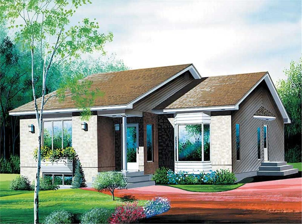 Front elevation of Ranch home (ThePlanCollection: House Plan #157-1043)