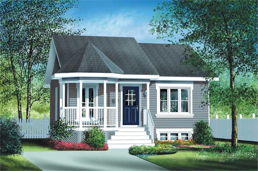 Front elevation of Bungalow home (ThePlanCollection: House Plan #157-1054)