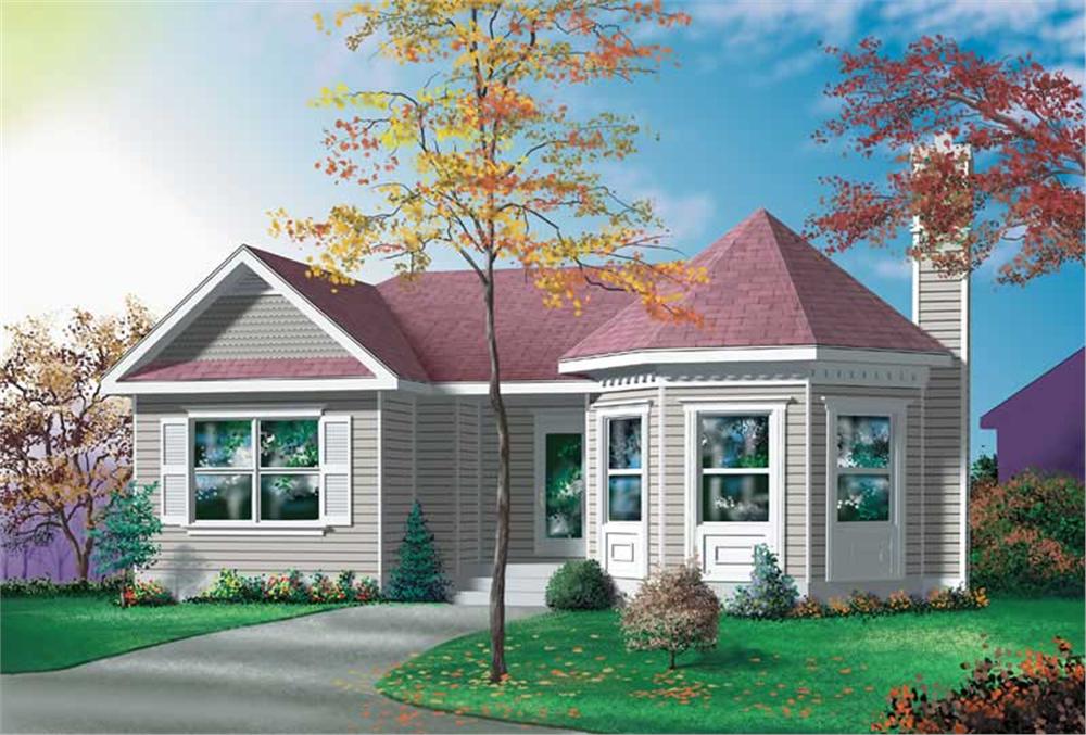 Front elevation of Ranch home (ThePlanCollection: House Plan #157-1067)