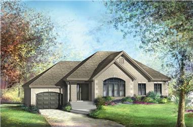 2-Bedroom, 1019 Sq Ft European House Plan - 157-1334 - Front Exterior