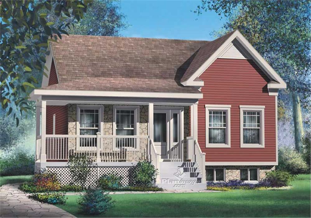 Front elevation of Bungalow home (ThePlanCollection: House Plan #157-1356)