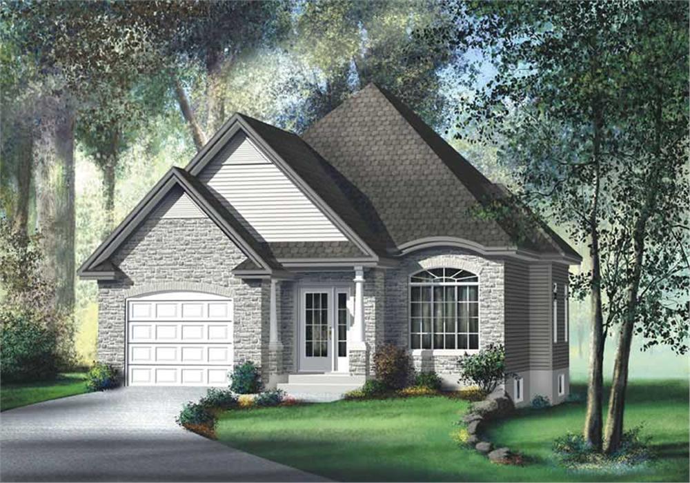 Front elevation of Bungalow home (ThePlanCollection: House Plan #157-1398)