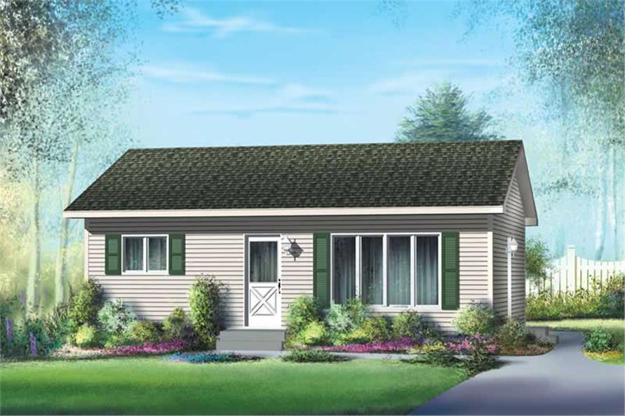 Front elevation of Ranch home (ThePlanCollection: House Plan #157-1451)