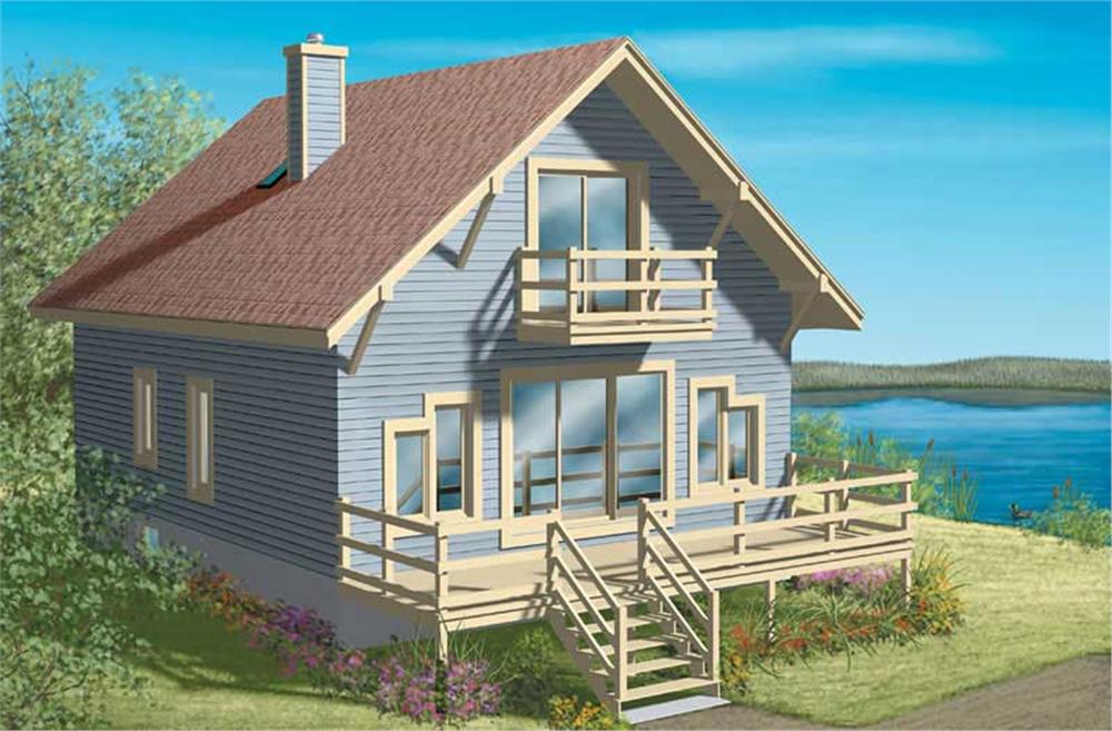 Front elevation of Lake home (ThePlanCollection: House Plan #157-1587)